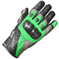 RST Stunt 3 CE Leather Gloves - Black / Grey / Neon Green