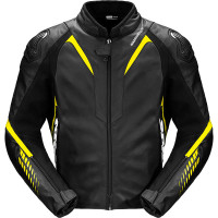 Spidi NKD-1 Leather Jacket - Black / Fluo Yellow