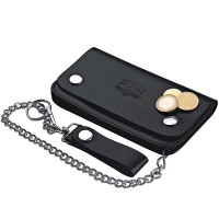 Spirit Motors Leather Chain Wallet - Black