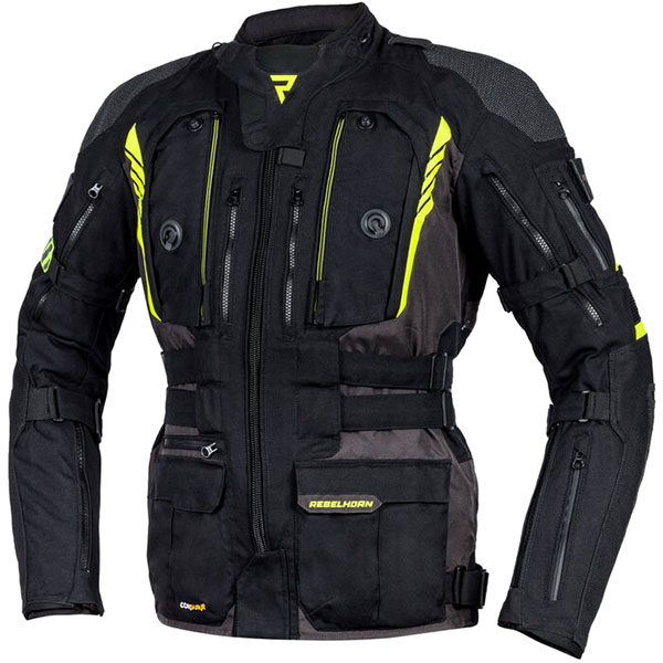 Rebelhorn Patrol Textile Jacket - Black / Flo Yellow - FREE UK DELIVERY